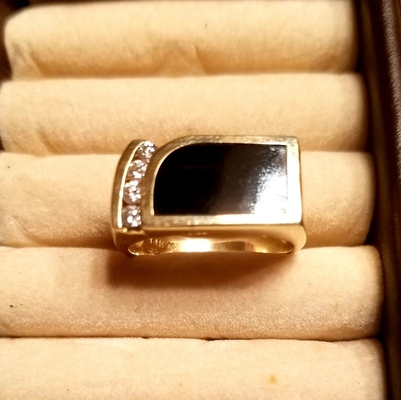 Dolan Bullock 14K Gold Onyx Cufflinks & Ring Set - Picture 6 of 8